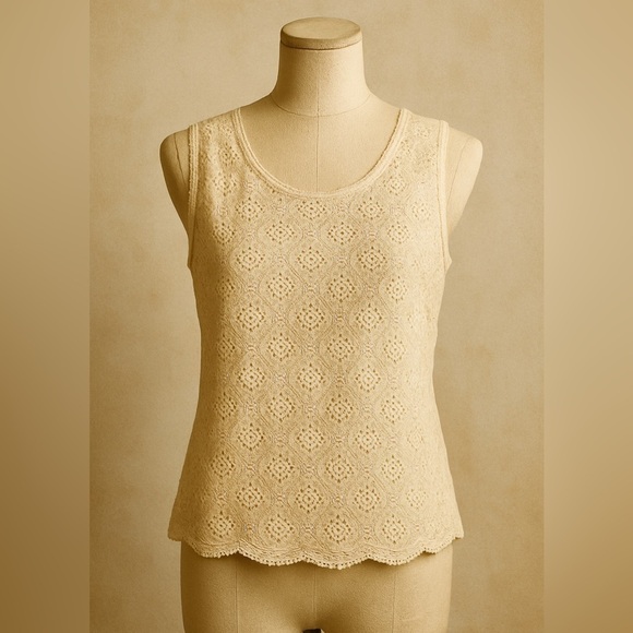 Vintage Tops - Vintage eyelet cottagecore tank top M